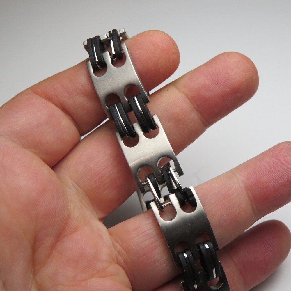 Men's St. Steel & Rubber cuff Bracelet